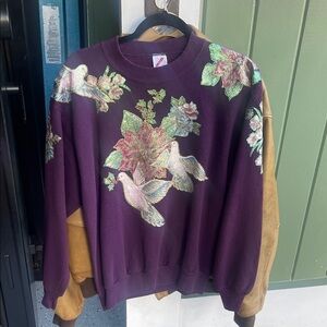 Purple Floral Graphic Men's Sweater